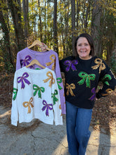 Load image into Gallery viewer, Mardi Gras Sequin Bow Top