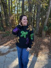 Load image into Gallery viewer, Mardi Gras Sequin Bow Top