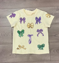 Load image into Gallery viewer, Youth Sequin Bow Mardi Gras Top