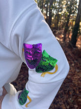 Load image into Gallery viewer, Sequined Mardi Gras Mask Pattern Sweatshirt