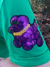 Load image into Gallery viewer, Mardi Gras Sequin Patched Bead Dog Top