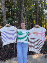 Load image into Gallery viewer, OVERSIZED CREW NECK STRIPE SWEATER VEST
