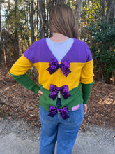 Load image into Gallery viewer, Mardi Gras Color Block with Sequin Ribbon Sweater