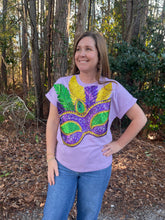 Load image into Gallery viewer, Mardi Gras Mask Sequin Top