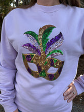 Load image into Gallery viewer, Mardi Gras Sequin Mask Sweatshirt