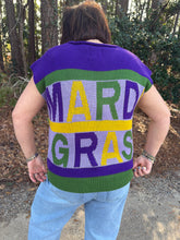 Load image into Gallery viewer, Mardi Gras Knit Sweater Top front and back