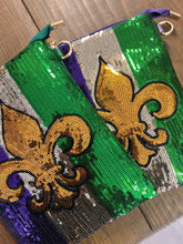 Load image into Gallery viewer, Fleur De Lis Mardi Gras Sequin Crossbody Bag