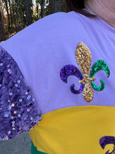 Load image into Gallery viewer, Sequin Fleur De Lis Embroidery velvet sequin sleeves