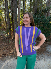 Load image into Gallery viewer, Mardi Gras Multi Color Chevron Striped sweater top