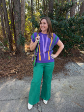 Load image into Gallery viewer, Mardi Gras Multi Color Chevron Striped sweater top