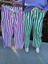 Load image into Gallery viewer, Mardi Gras Striped Pocket Rope Barrel Pants