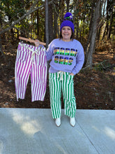 Load image into Gallery viewer, Mardi Gras Striped Pocket Rope Barrel Pants