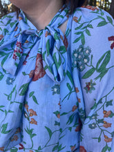 Load image into Gallery viewer, Floral print long sleeve top featuring self-tie detail at neck
