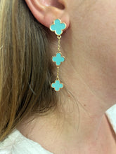 Load image into Gallery viewer, Clover and Gold Chain Drop Earrings