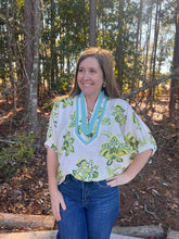 Load image into Gallery viewer, Floral print short dolman sleeve woven top