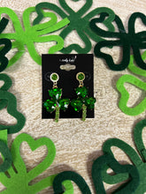 Load image into Gallery viewer, St. Patrick's Glass Stone Clover Dangle Earrings
