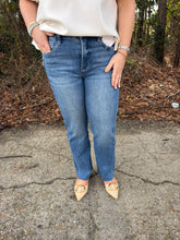 Load image into Gallery viewer, Risen Tummy Control High Rise Crop Straight Jeans