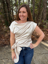 Load image into Gallery viewer, Boat Neck Waist Tie Blouse