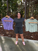 Load image into Gallery viewer, Crew Neck Top And Shorts Set