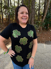 Load image into Gallery viewer, St Patrick Sequin Leopard Clover Top