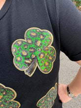Load image into Gallery viewer, St Patrick Sequin Leopard Clover Top