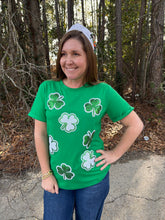 Load image into Gallery viewer, St. Patrick's Sequin Clover Pattern t shirt