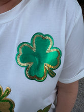 Load image into Gallery viewer, St. Patrick Shiny Clover crew neck top