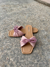 Load image into Gallery viewer, Harlowe Rhinestone Bow Raffia Slide
