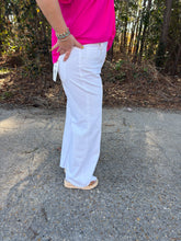 Load image into Gallery viewer, Risen Tummy Control White High Rise Ankle Wide Pants with Crease line detail