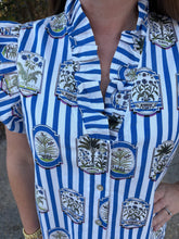 Load image into Gallery viewer, Tropical Print and Striped Top