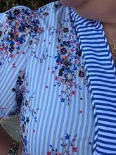 Load image into Gallery viewer, Striped Floral Puff Sleeve Top