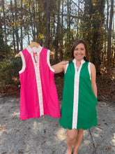 Load image into Gallery viewer, Tank Dress with White Trim and Scallop Hem