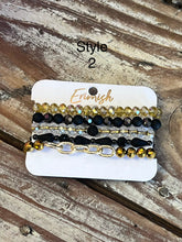 Load image into Gallery viewer, Set of 5 Erimish Black and Gold Bracelet Stack