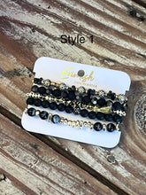 Load image into Gallery viewer, Set of 5 Erimish Black and Gold Bracelet Stack