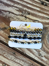 Load image into Gallery viewer, Set of 5 Erimish Black and Gold Bracelet Stack