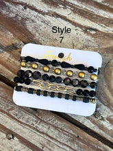 Load image into Gallery viewer, Set of 5 Erimish Black and Gold Bracelet Stack