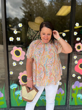 Load image into Gallery viewer, T20261 Paisley Print Mock Neck featuring open back