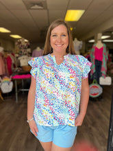 Load image into Gallery viewer, K7039 Double Layered Ruffle Short Sleeves V-Notch Smocked Detailed Top