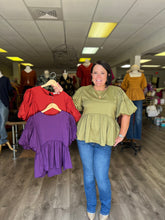 Load image into Gallery viewer, SY5076 PUFF SLEEVE TOP WITH RUFFLED WAIST