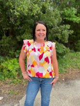 Load image into Gallery viewer, Multicolor Abstract Printed Flutter Sleeve Top