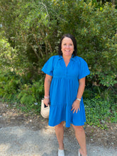 Load image into Gallery viewer, R0255 Short Tiered Collared Dress, with Puff Sleeves, &amp; Button Details
