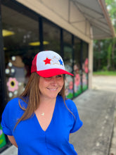 Load image into Gallery viewer, Red, White and Blue Chenille Stars Trucker Hat