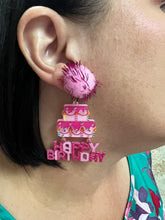 Load image into Gallery viewer, Happy Birthday Cake and Puff Acrylic Earrings