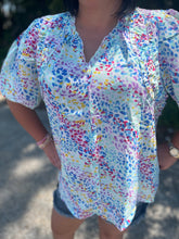 Load image into Gallery viewer, WA0881 Abstract Print Split Neck Top