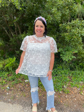 Load image into Gallery viewer, H9593 Lace Short Puffed Sleeves Top