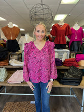 Load image into Gallery viewer, H21170 Print Chiffon Layer Ruffle Shoulder Top