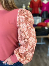 Load image into Gallery viewer, B21346-1 Mix Fabric Power Shoulder Sleeves Top