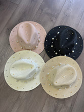Load image into Gallery viewer, Pearl Beads Raffia Fedora Sun Hat