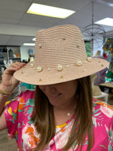 Load image into Gallery viewer, Pearl Beads Raffia Fedora Sun Hat