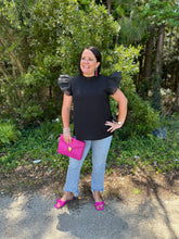 Load image into Gallery viewer, G10513 Mixed Fabric Ruffled Cap Sleeves Top